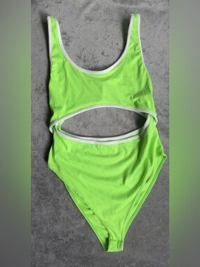 🌴 Neon Lime 🍋‍🟩 Green Cut-Out One Piece Bodysuit | Size M | Trendy Y2K Vibe